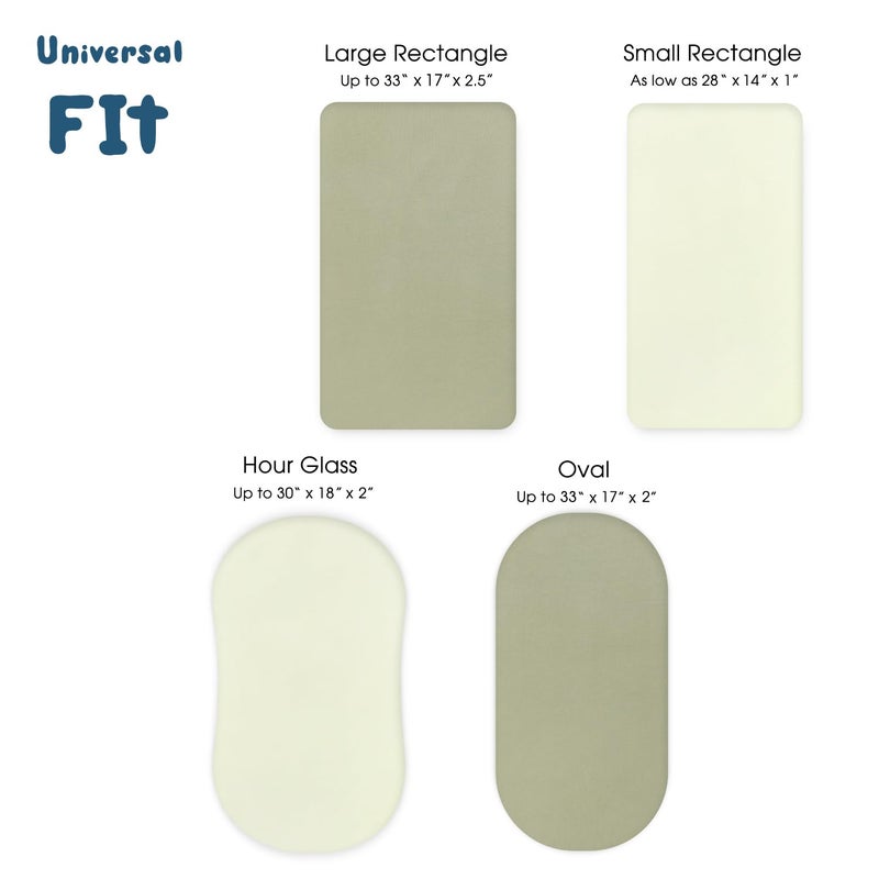 GRSSDER Stretchy Ultra Soft Fitted Bassinet Sheet 3 Pack, Universal Fit for Bassinets Baby Cradle Moses Basket Oval Rectangle Mattress Safe and Snug, Jersey Bassinet Sheets for Girls, White/Sage - Image 5